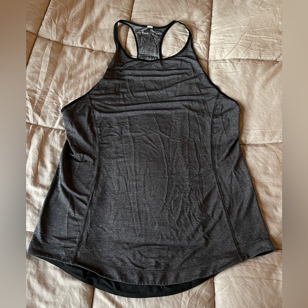 Lululemon Time To Sweat Tank My Race My Pace Heathered Black Gray Size L - Picture 13 of 13